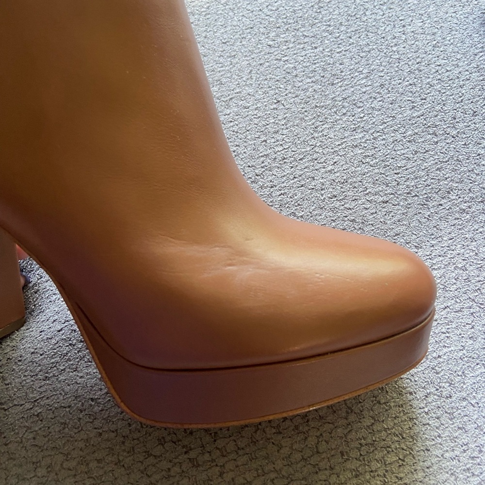 Michael Kors Women's Brown Leather Parker Platform Bootie Boots 4" Heel 10M New! - Picture 6 of 8